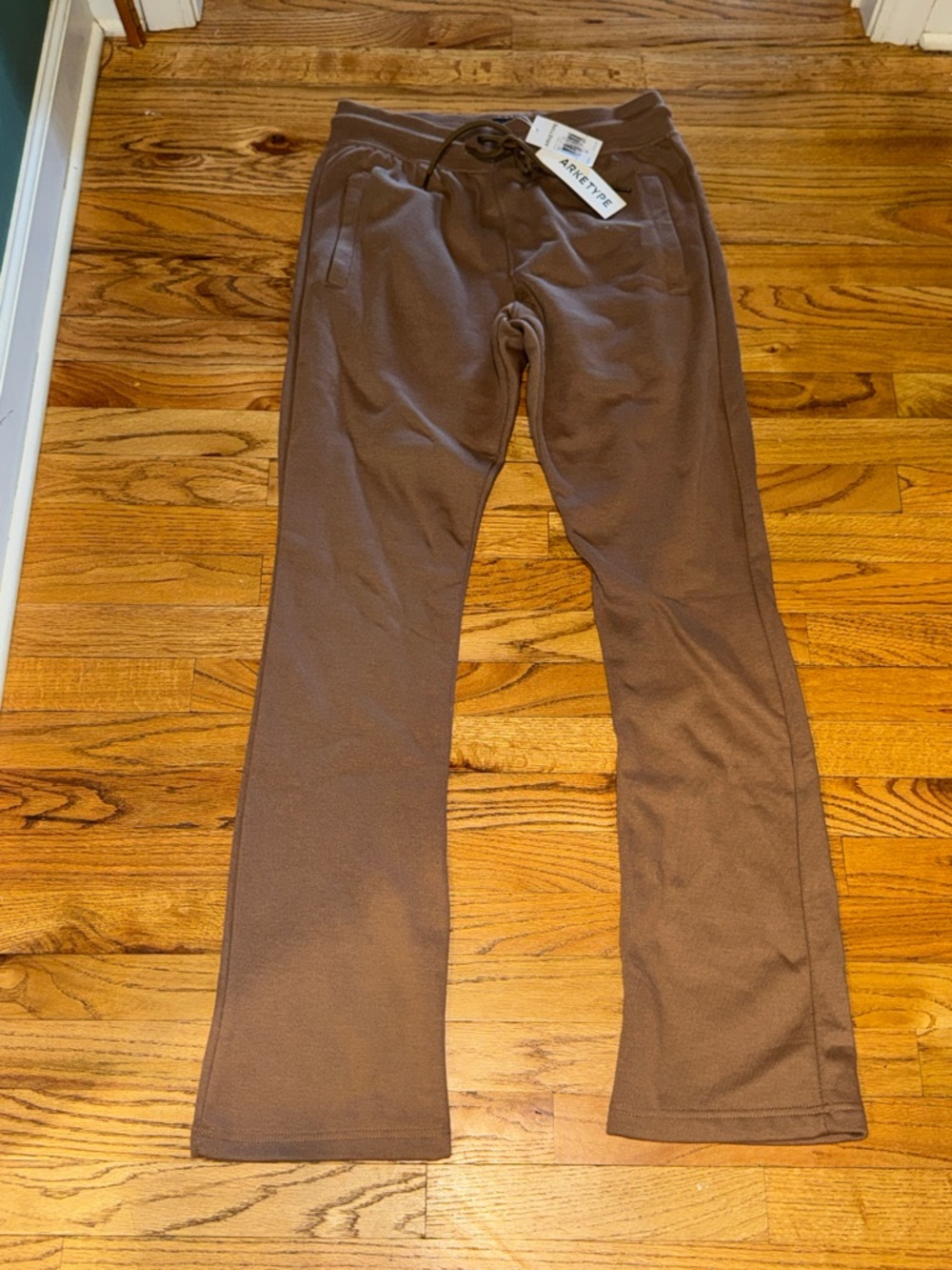 NWT ARKETYPE‎ Drawstring Straight-Leg Lounge Pants in mocha Brown size Medium